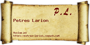 Petres Larion névjegykártya